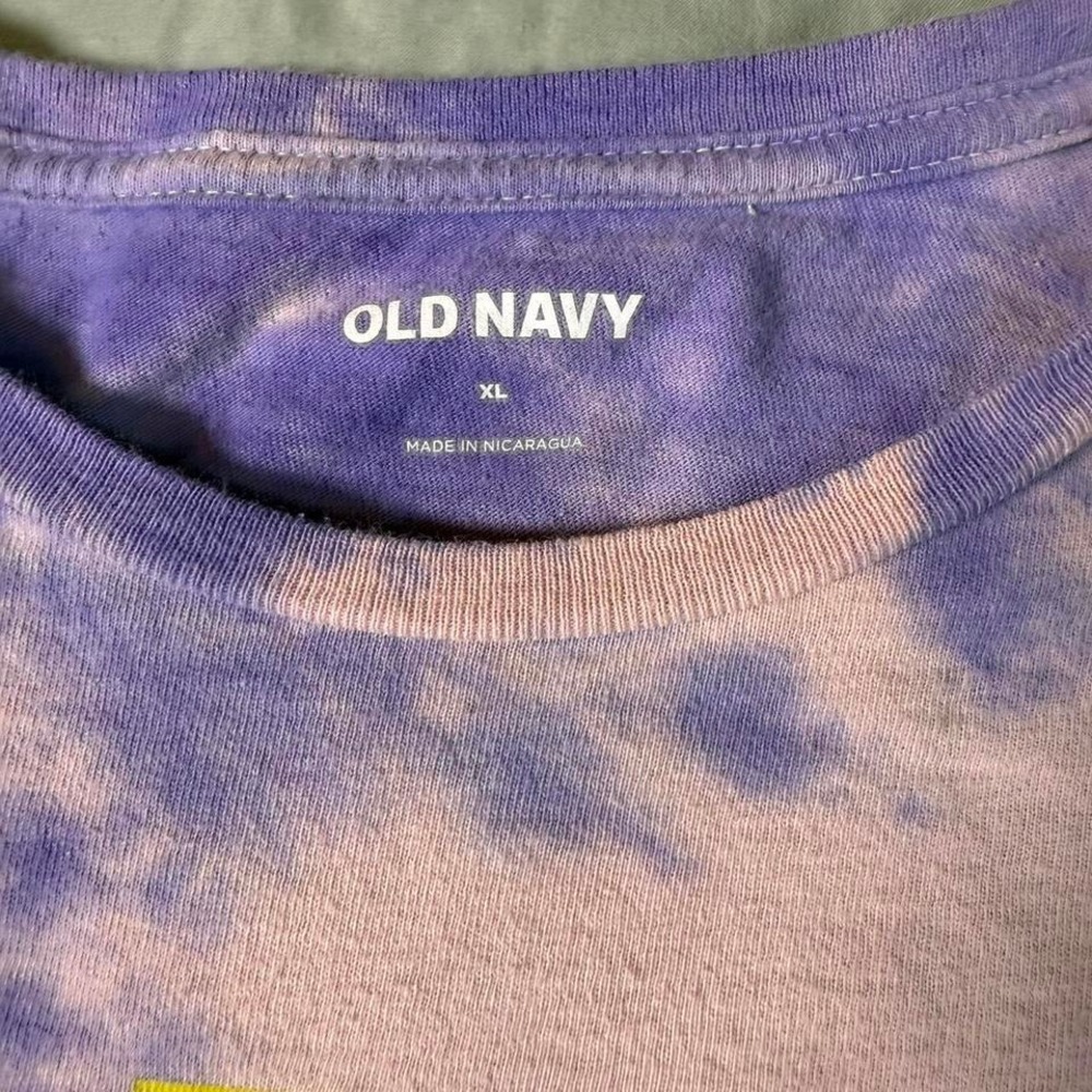 Old Navy Nirvana Tie Dye Long Sleeve Shirt Purple Yellow‎ Smiley Face XL - Picture 3 of 3